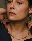 EARRING SCALE BLACK BRONZE CHANDELIER EARRING JCE493 Julie Cohn Design Artisan Bronze Jewelry Handmade