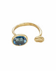 Ring CLEOPATRA BRONZE LONDON BLUE TOPAZ ADJUSTABLE RING JCR179 Julie Cohn Design Artisan Bronze Jewelry Handmade