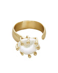 Ring SOLITAIRE PEARL BRONZE ADJUSTABLE RING JCR180 Julie Cohn Design Artisan Bronze Jewelry Handmade