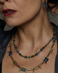 NECKLACE SARNO TOURMALINE, KYANITE BRONZE NECKLACE JCN558 Julie Cohn Design Artisan Bronze Jewelry Handmade