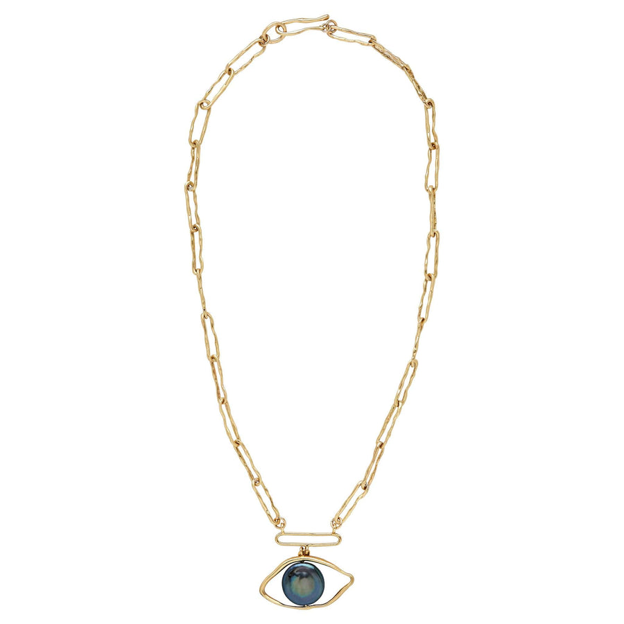 Eye Preza Pearl Pendant Julie Cohn Design Artisan Bronze Jewelry Handmade