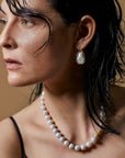 Saturn Pearl Earring Julie Cohn Design Artisan Bronze Jewelry Handmade