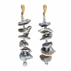 EARRING GREY-PEARL-HOYA GREY-PEARL-HOYA Julie Cohn Design Artisan Bronze Jewelry Handmade