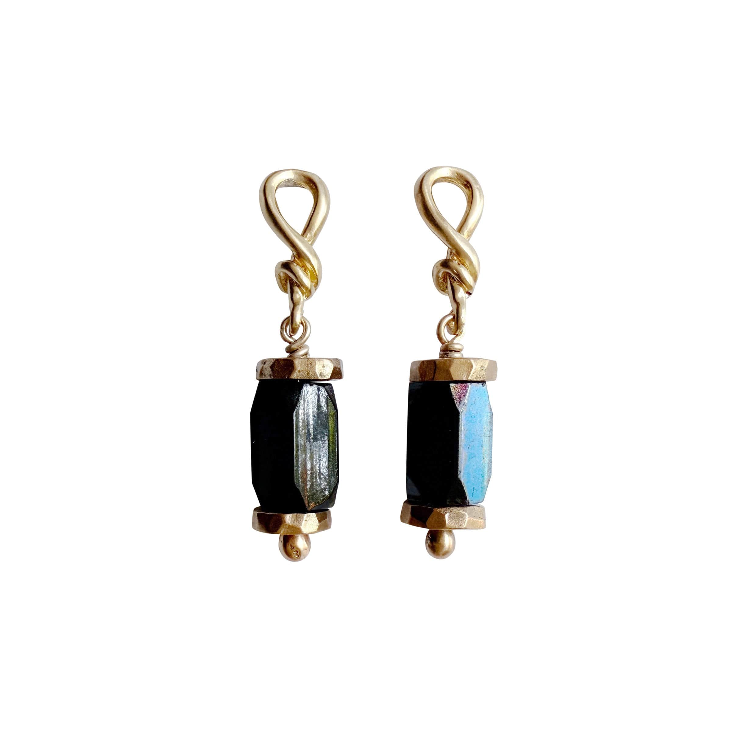 KNOT COBALT BRONZE EARRING KNOT COBALT BRONZE EARRING JCE440 Julie Cohn Design Artisan Bronze Jewelry Handmade