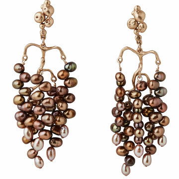 Earring WISTERIA BRONZE METALLIC PEARL EARRING JCE470 Julie Cohn Design Artisan Bronze Jewelry Handmade