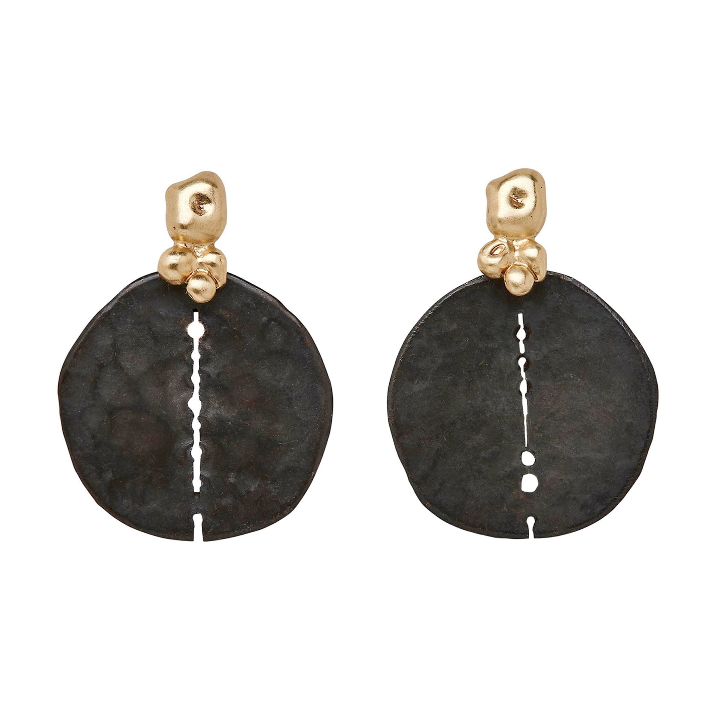 Earring BLACK ORBIT BRONZE EARRING BLACK ORBIT BRONZE EARRING JCE489 Julie Cohn Design Artisan Bronze Jewelry Handmade