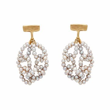 Jewelry PEARL CHAIN BRONZE EARRING JCE520 Julie Cohn Design Artisan Bronze Jewelry Handmade