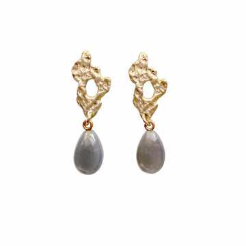 REEF GREY MOONSTONE EARRINGS REEF GREY MOONSTONE EARRINGS Julie Cohn Design Artisan Bronze Jewelry Handmade
