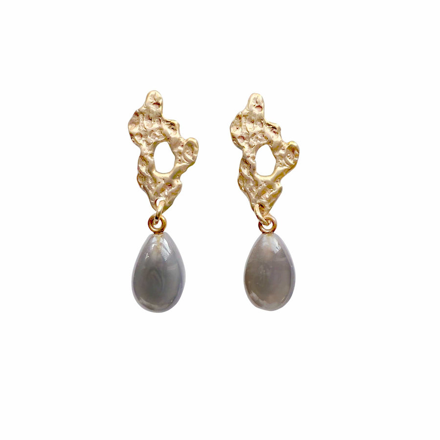 REEF GREY MOONSTONE EARRINGS REEF GREY MOONSTONE EARRINGS Julie Cohn Design Artisan Bronze Jewelry Handmade