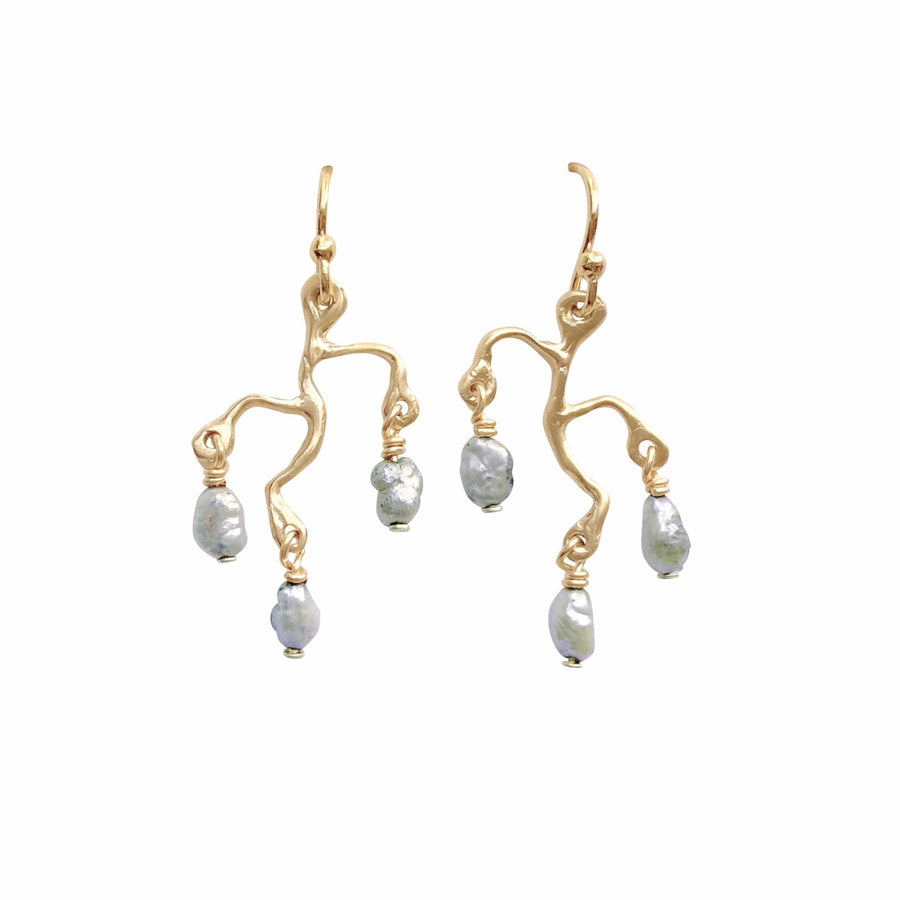 CHANDELIER GREY PEARL EARRINGS CHANDELIER GREY PEARL EARRINGS Julie Cohn Design Artisan Bronze Jewelry Handmade