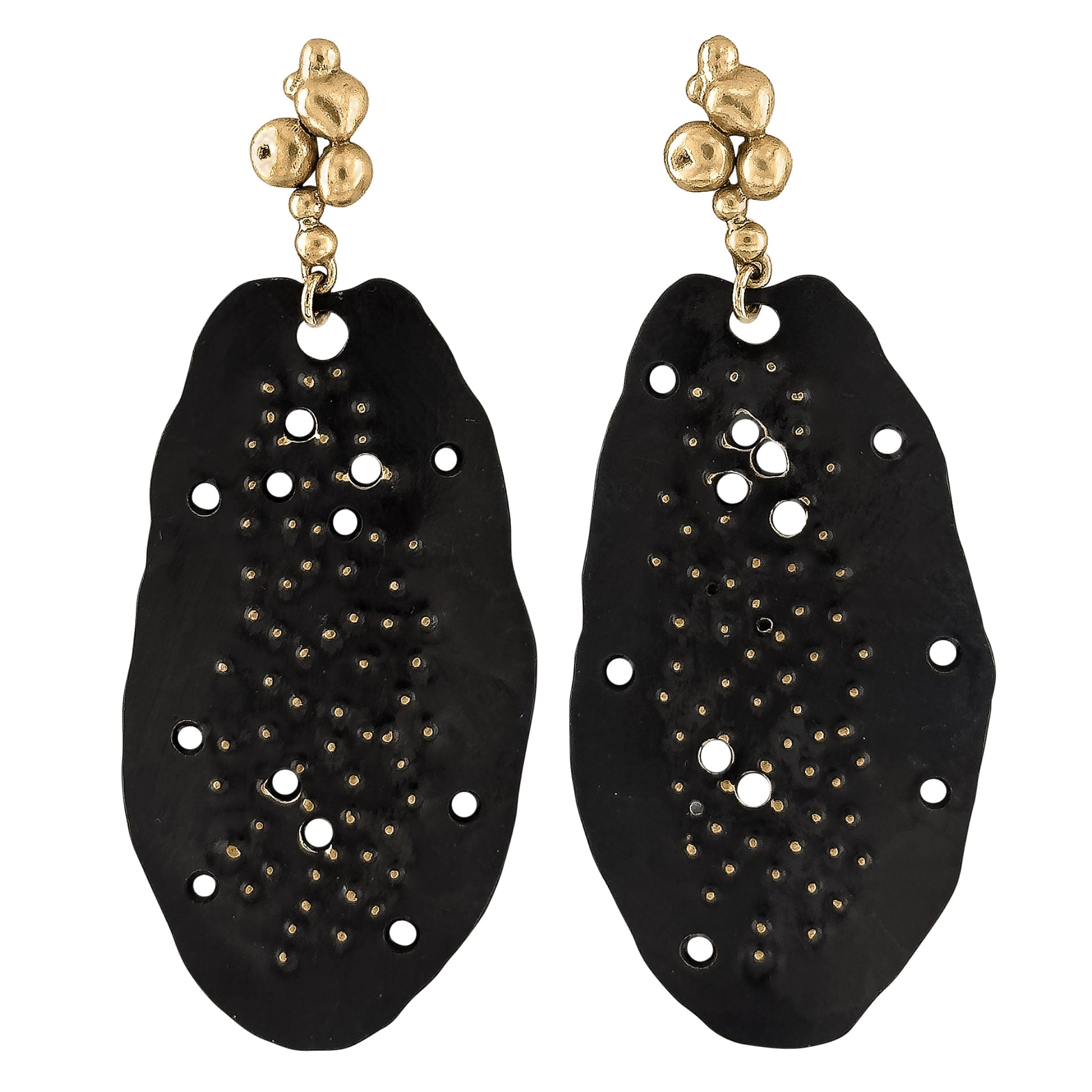 EARRING BLACK-CYPRESS BLACK-CYPRESS Julie Cohn Design Artisan Bronze Jewelry Handmade
