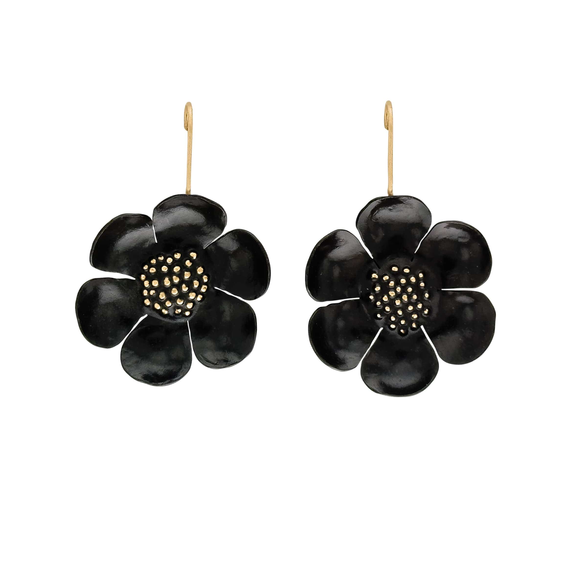 EARRING BLACK FORGET ME NOT BLACK FORGET ME NOT Julie Cohn Design Artisan Bronze Jewelry Handmade