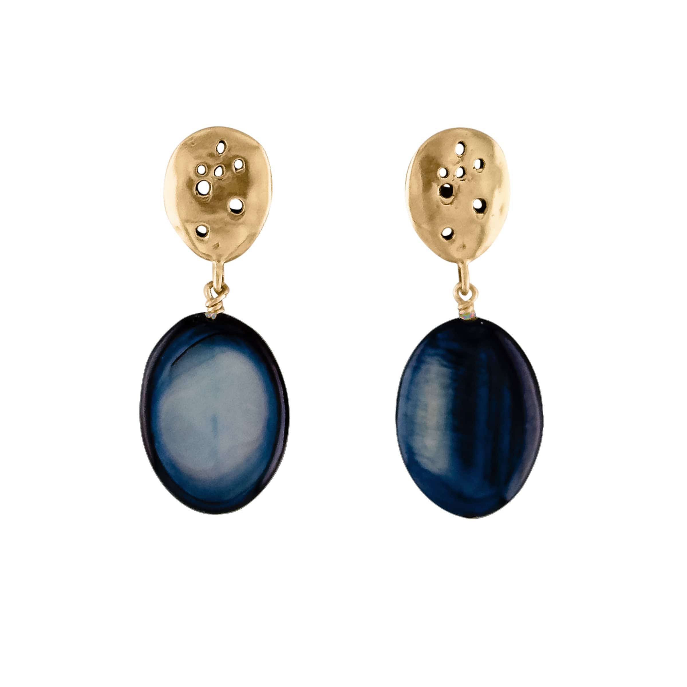 EARRING PETITE-ORE-OBSIDIAN PETITE-ORE-OBSIDIAN Julie Cohn Design Artisan Bronze Jewelry Handmade