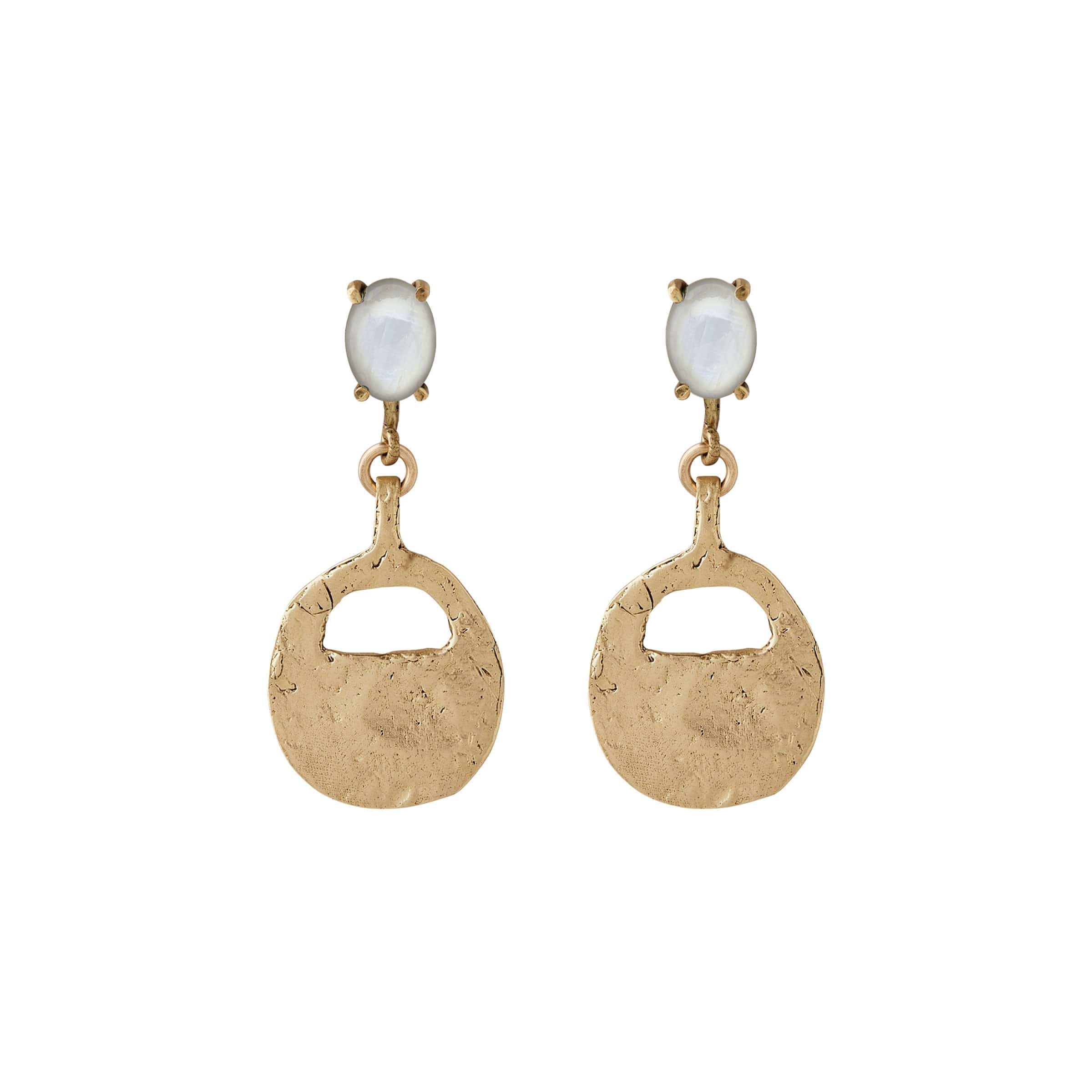 EARRING ARTIFACT BRONZE MOONSTONE EARRING ARTIFACT BRONZE MOONSTONE EARRING JCE635 Julie Cohn Design Artisan Bronze Jewelry Handmade