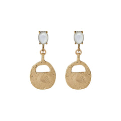 EARRING ARTIFACT BRONZE MOONSTONE EARRING ARTIFACT BRONZE MOONSTONE EARRING JCE635 Julie Cohn Design Artisan Bronze Jewelry Handmade