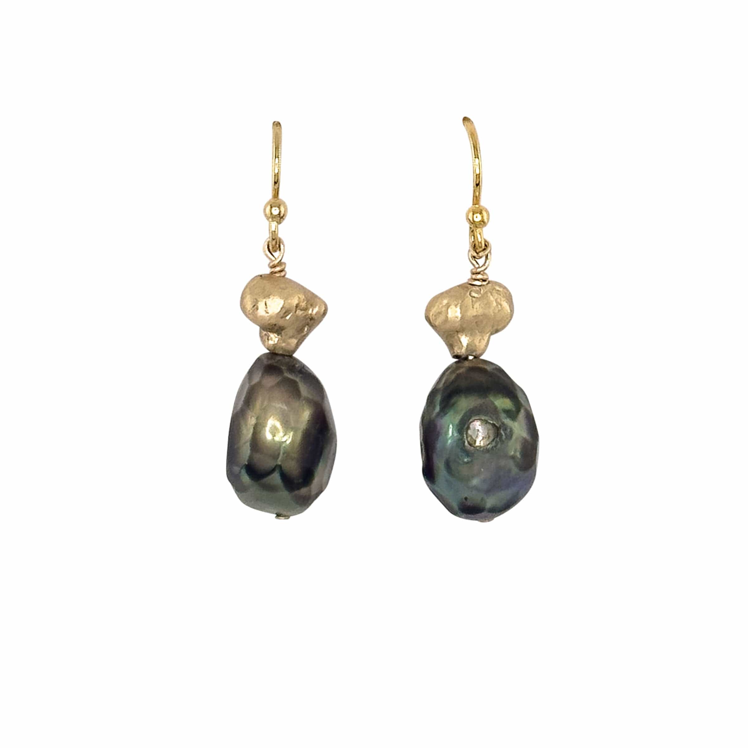 EARRING ATLANTIS BRONZE GREEN PEARL EARRING ATLANTIS BRONZE GREEN PEARL EARRING JCE637 Julie Cohn Design Artisan Bronze Jewelry Handmade