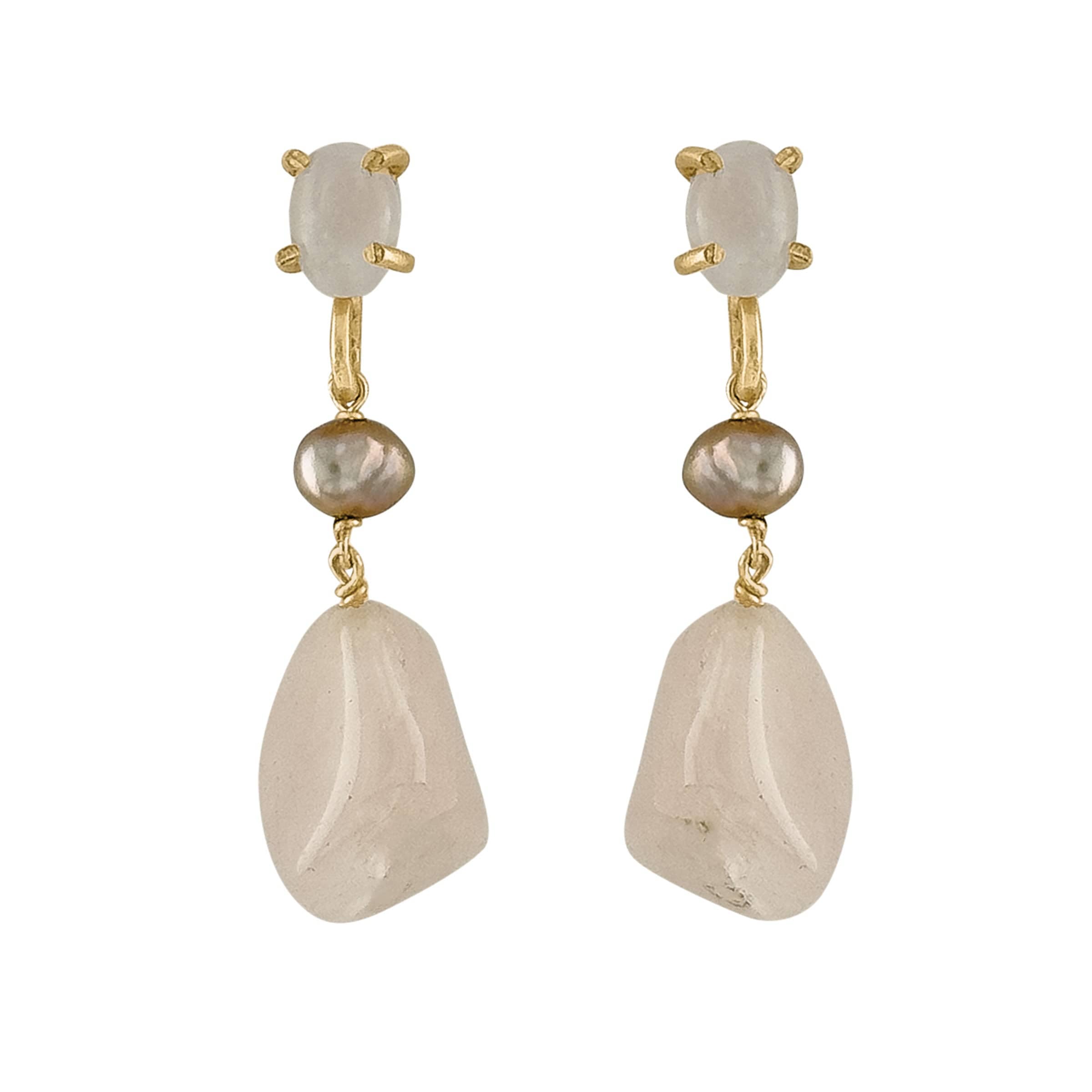 EARRING ROSE QUARTZ BRONZE EARRING ROSE QUARTZ BRONZE EARRING JCE639 Julie Cohn Design Artisan Bronze Jewelry Handmade