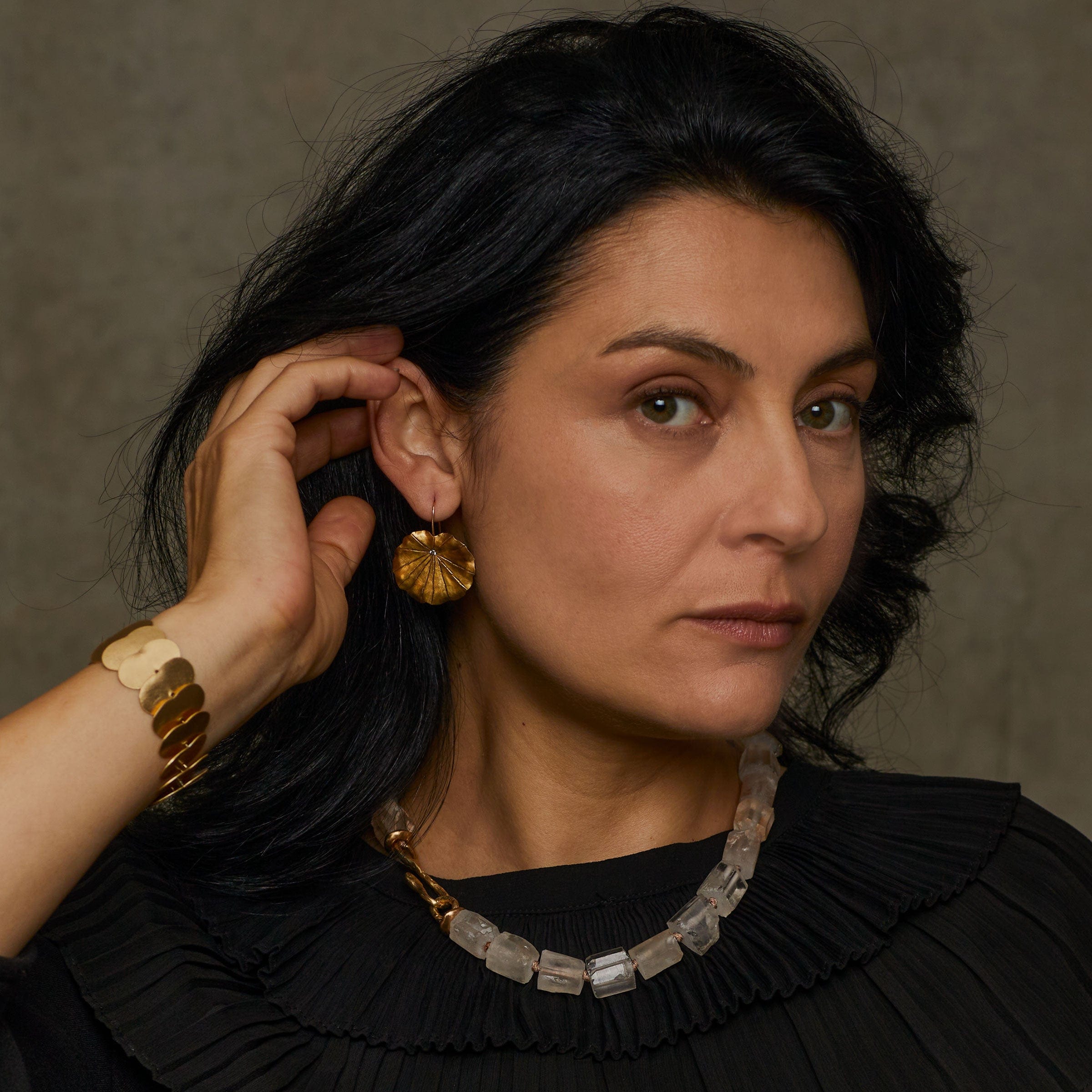 earrings PENNYWORT BRONZE EARRING JCE511 Julie Cohn Design Artisan Bronze Jewelry Handmade