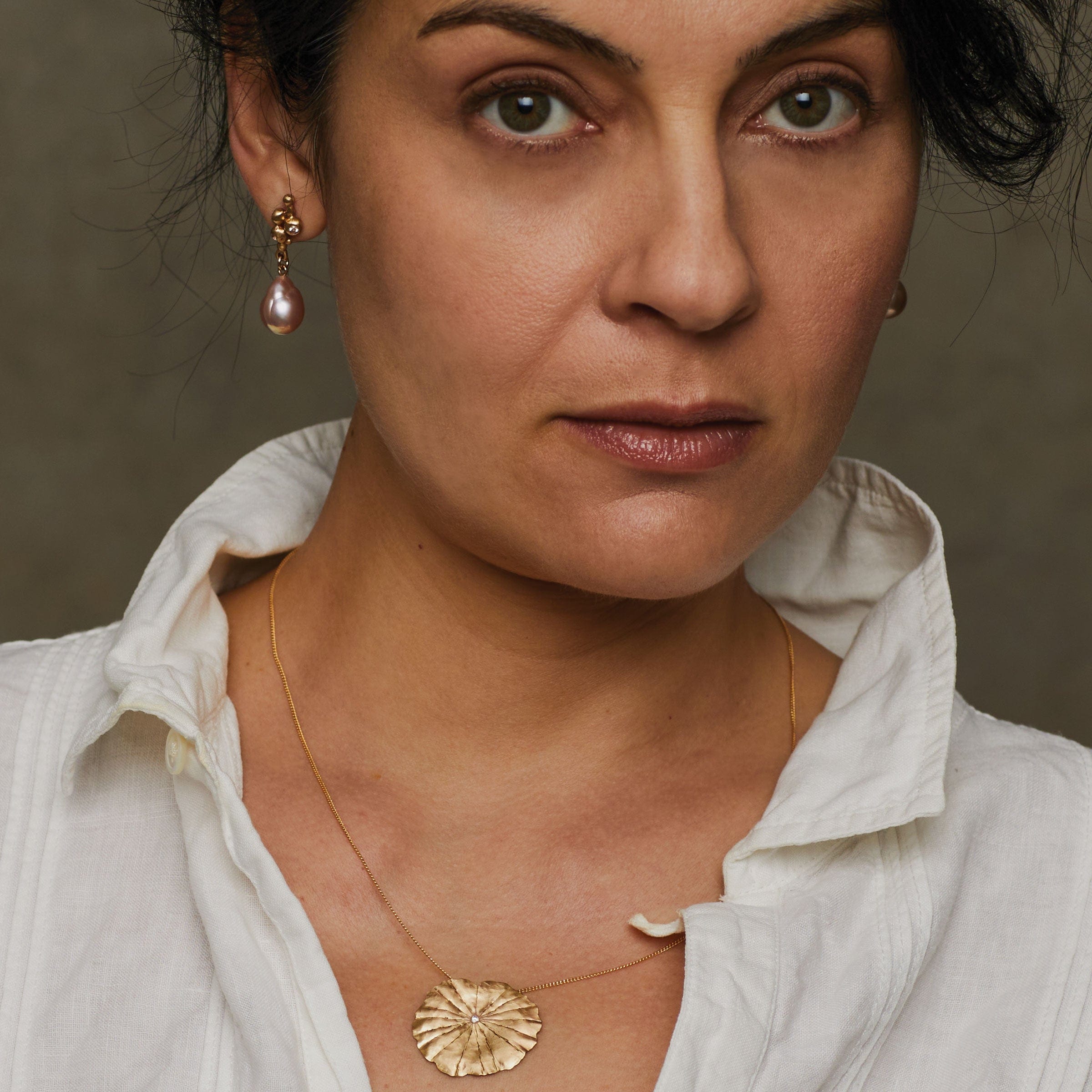 NECKLACE PENNYWORT BRONZE PENDANT JCN583 Julie Cohn Design Artisan Bronze Jewelry Handmade