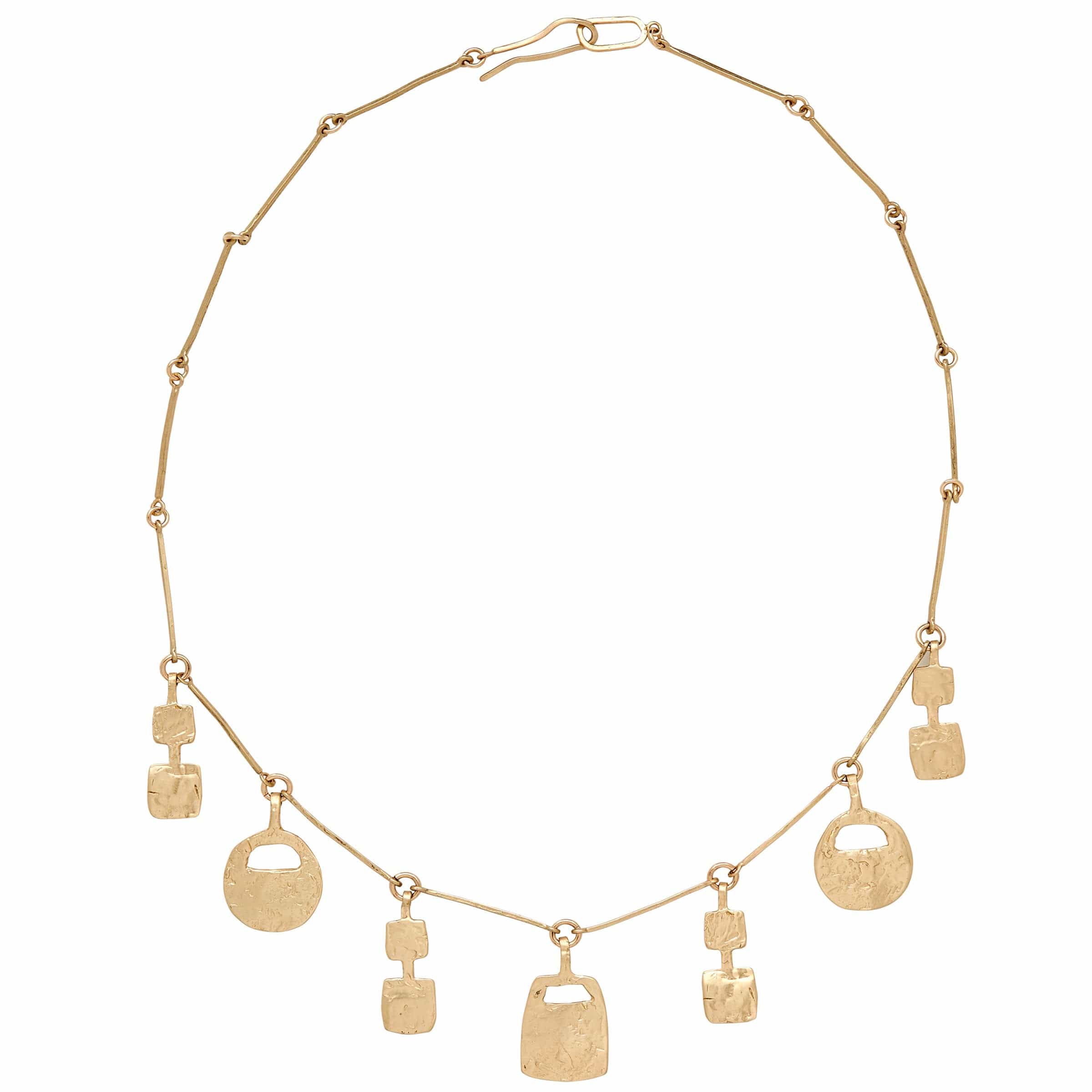 Jewelry ARTIFACT BRONZE CHARM NECKLACE ARTIFACT BRONZE CHARM NECKLACE JCE596 Julie Cohn Design Artisan Bronze Jewelry Handmade