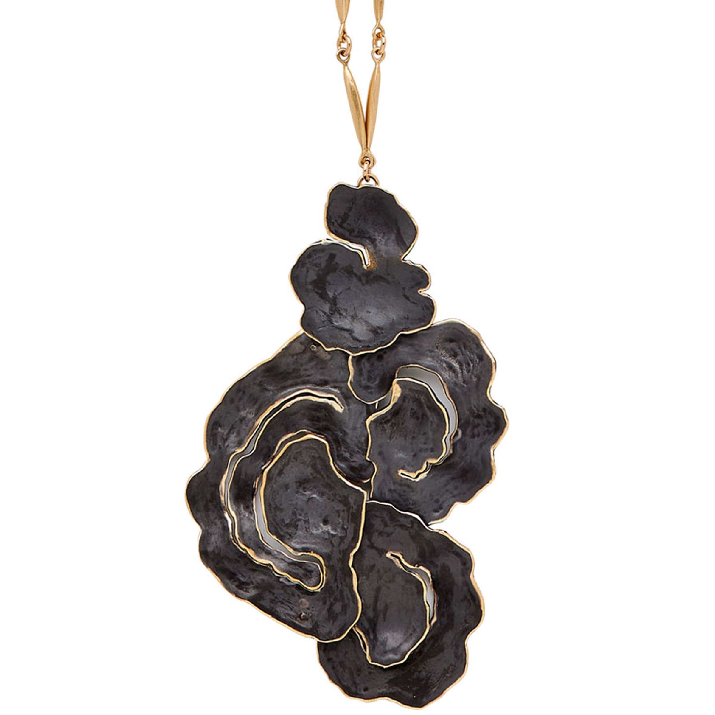 Jewelry WOODLAND BRONZE BLACK PENDANT NECKLACE WOODLAND BRONZE BLACK PENDANT NECKLACE JCN626 Julie Cohn Design Artisan Bronze Jewelry Handmade