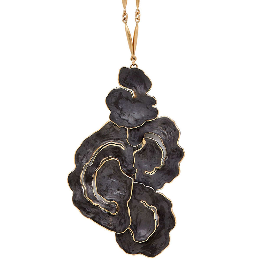 Jewelry WOODLAND BRONZE BLACK PENDANT NECKLACE WOODLAND BRONZE BLACK PENDANT NECKLACE JCN626 Julie Cohn Design Artisan Bronze Jewelry Handmade