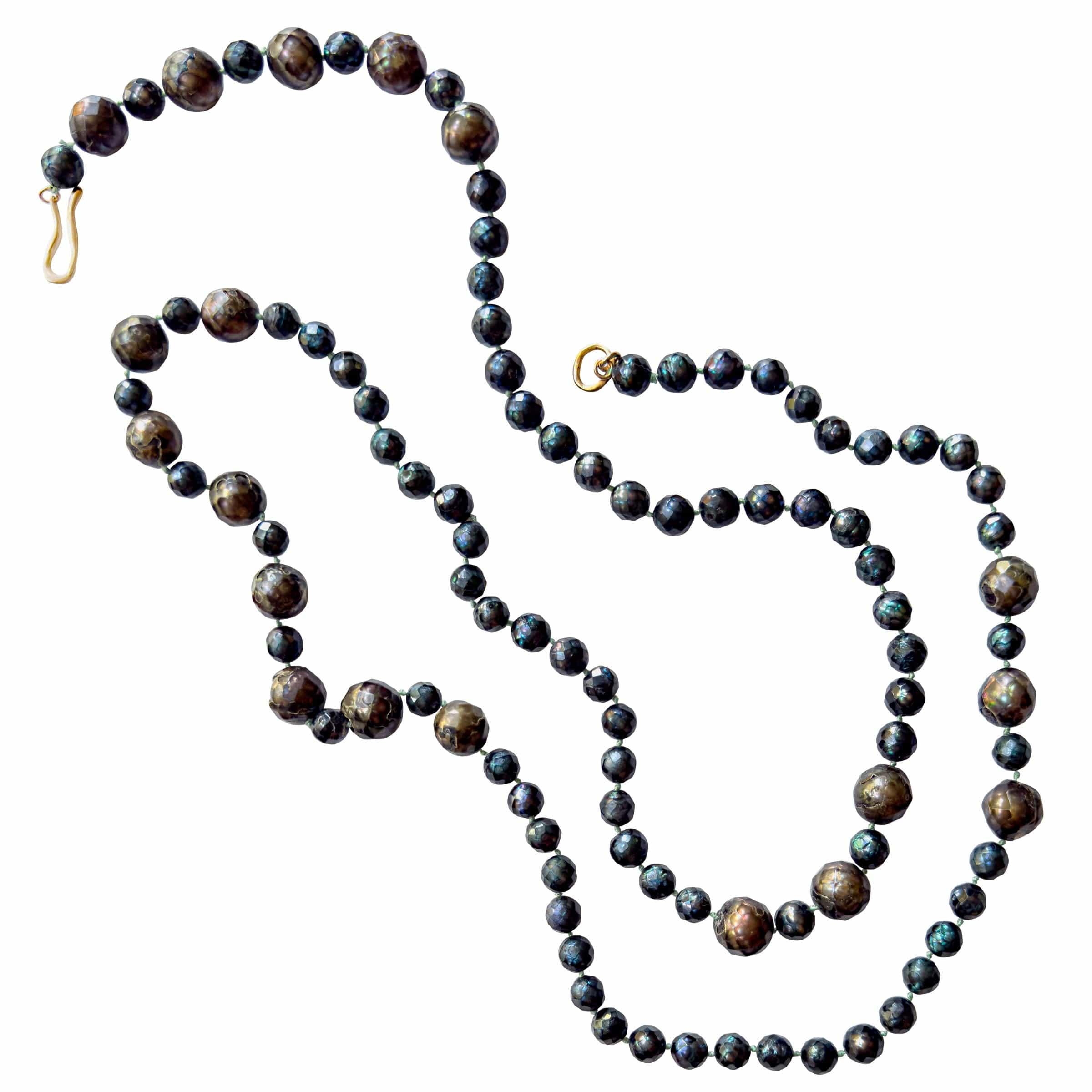 PEACOCK FACETED PEARL NECKLACE PEACOCK FACETED PEARL NECKLACE Julie Cohn Design Artisan Bronze Jewelry Handmade