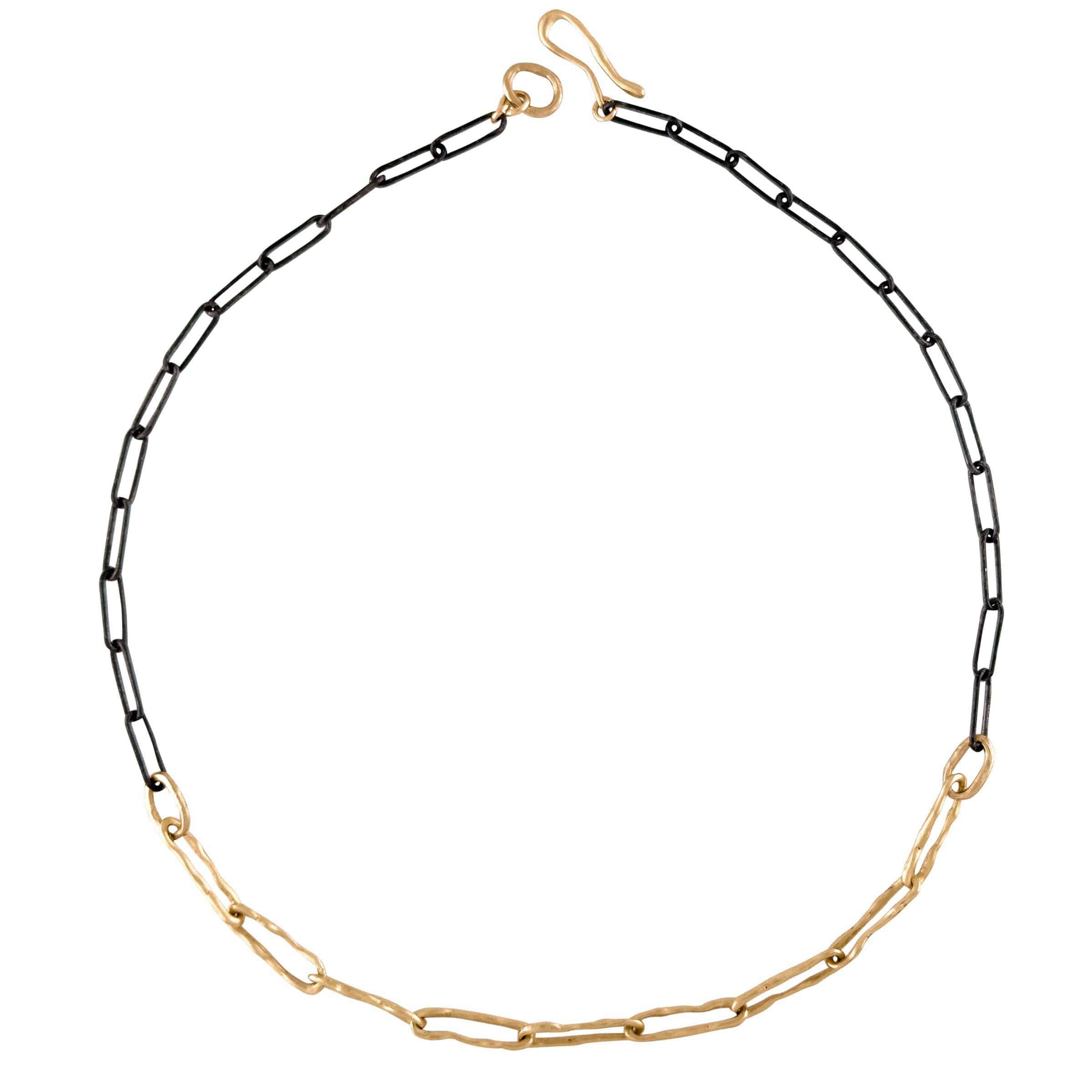 NECKLACE LADDER BRONZE STERLING SILVER SHORT CHAIN LADDER BRONZE STERLING SILVER SHORT CHAIN JCN712 Julie Cohn Design Artisan Bronze Jewelry Handmade