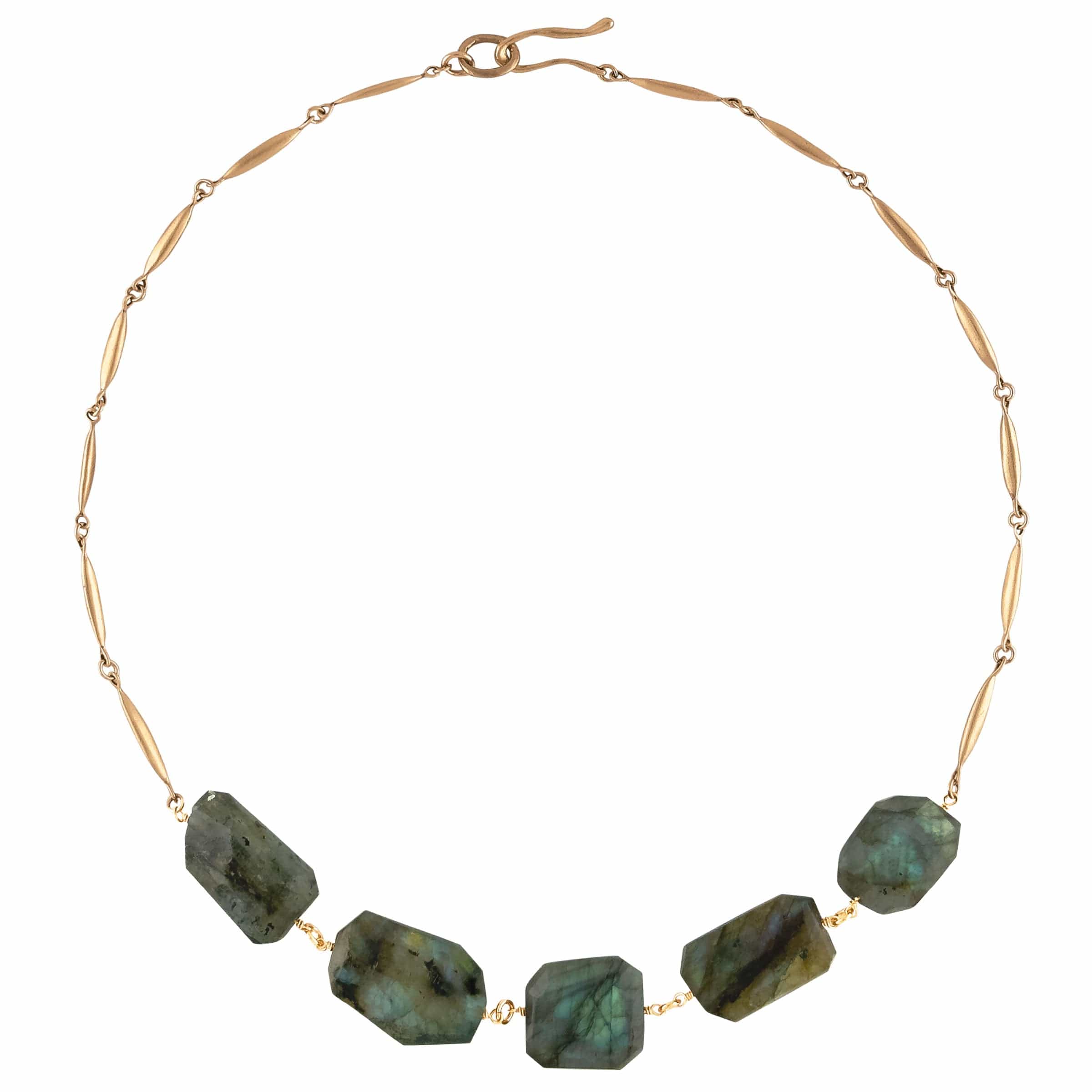 NECKLACE GRAIN LABRADORITE NUGGET BRONZE NECKLACE GRAIN LABRADORITE NUGGET BRONZE NECKLACE JCN718 Julie Cohn Design Artisan Bronze Jewelry Handmade