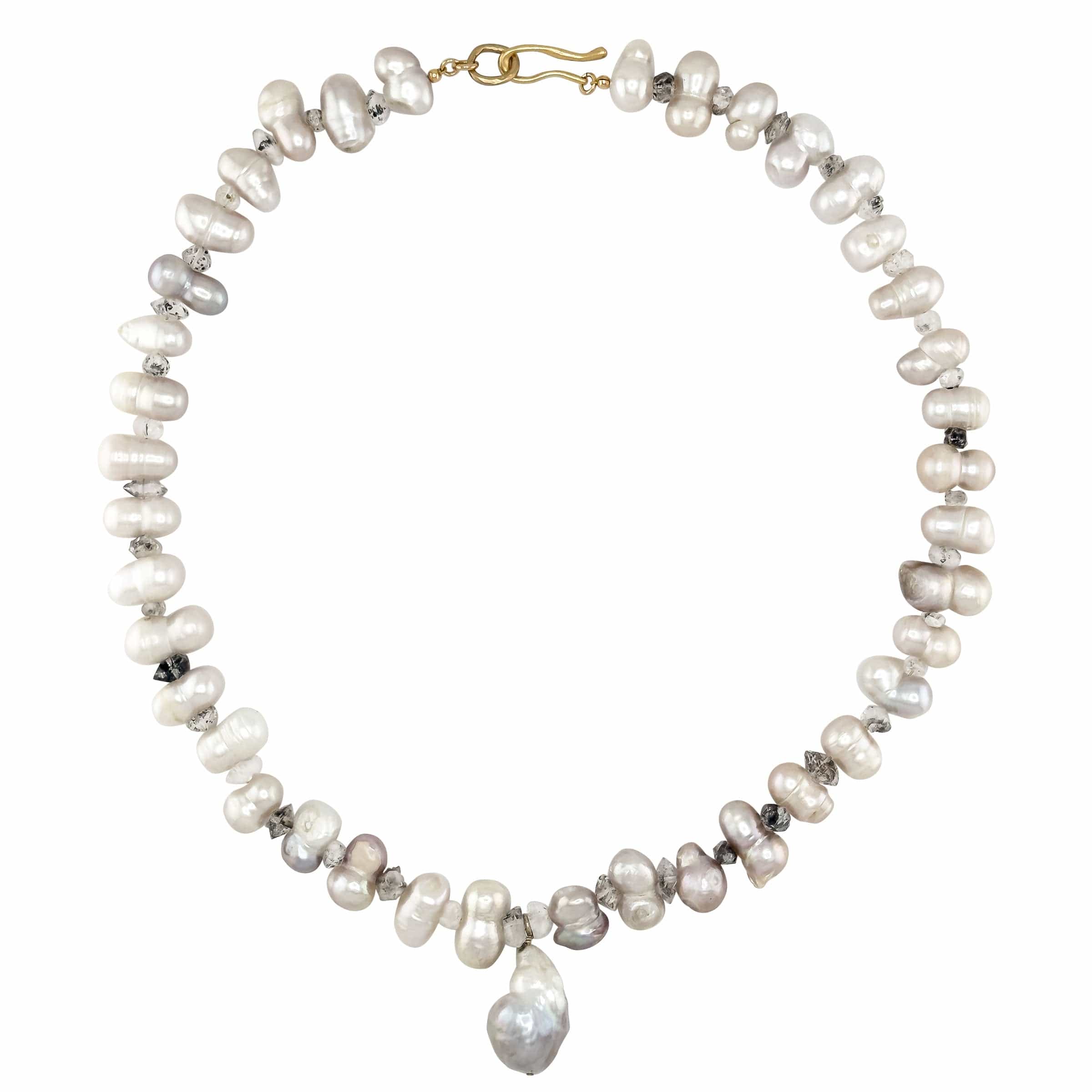 NECKLACE BAROQUE PEARL PENDANT NECKLACE BAROQUE PEARL PENDANT NECKLACE JCN722 Julie Cohn Design Artisan Bronze Jewelry Handmade