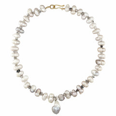 NECKLACE BAROQUE PEARL PENDANT NECKLACE BAROQUE PEARL PENDANT NECKLACE JCN722 Julie Cohn Design Artisan Bronze Jewelry Handmade