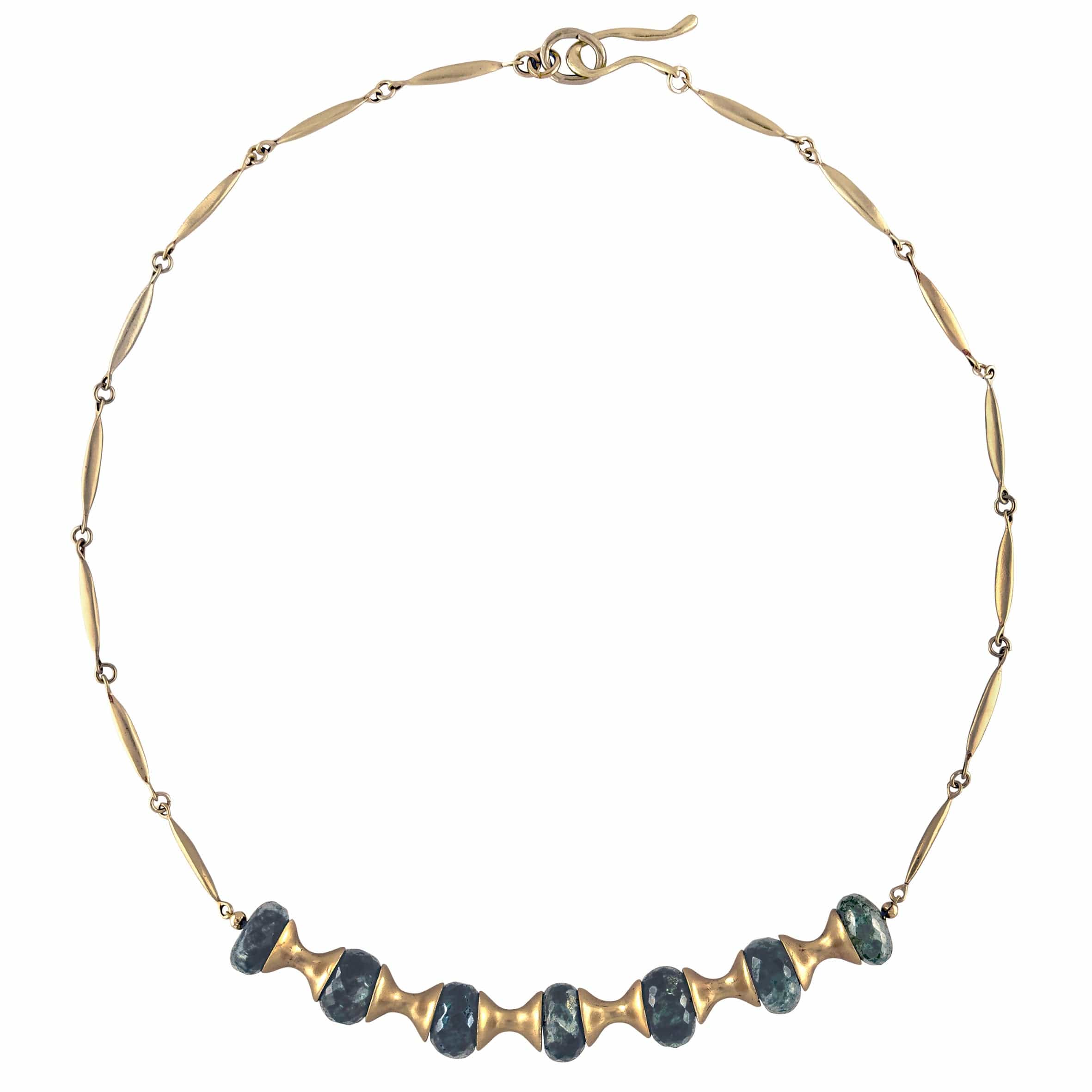 ASAWA BRONZE AQUAMARINE NECKLACE ASAWA BRONZE AQUAMARINE NECKLACE JCN725 Julie Cohn Design Artisan Bronze Jewelry Handmade