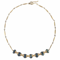 ASAWA BRONZE AQUAMARINE NECKLACE ASAWA BRONZE AQUAMARINE NECKLACE JCN725 Julie Cohn Design Artisan Bronze Jewelry Handmade