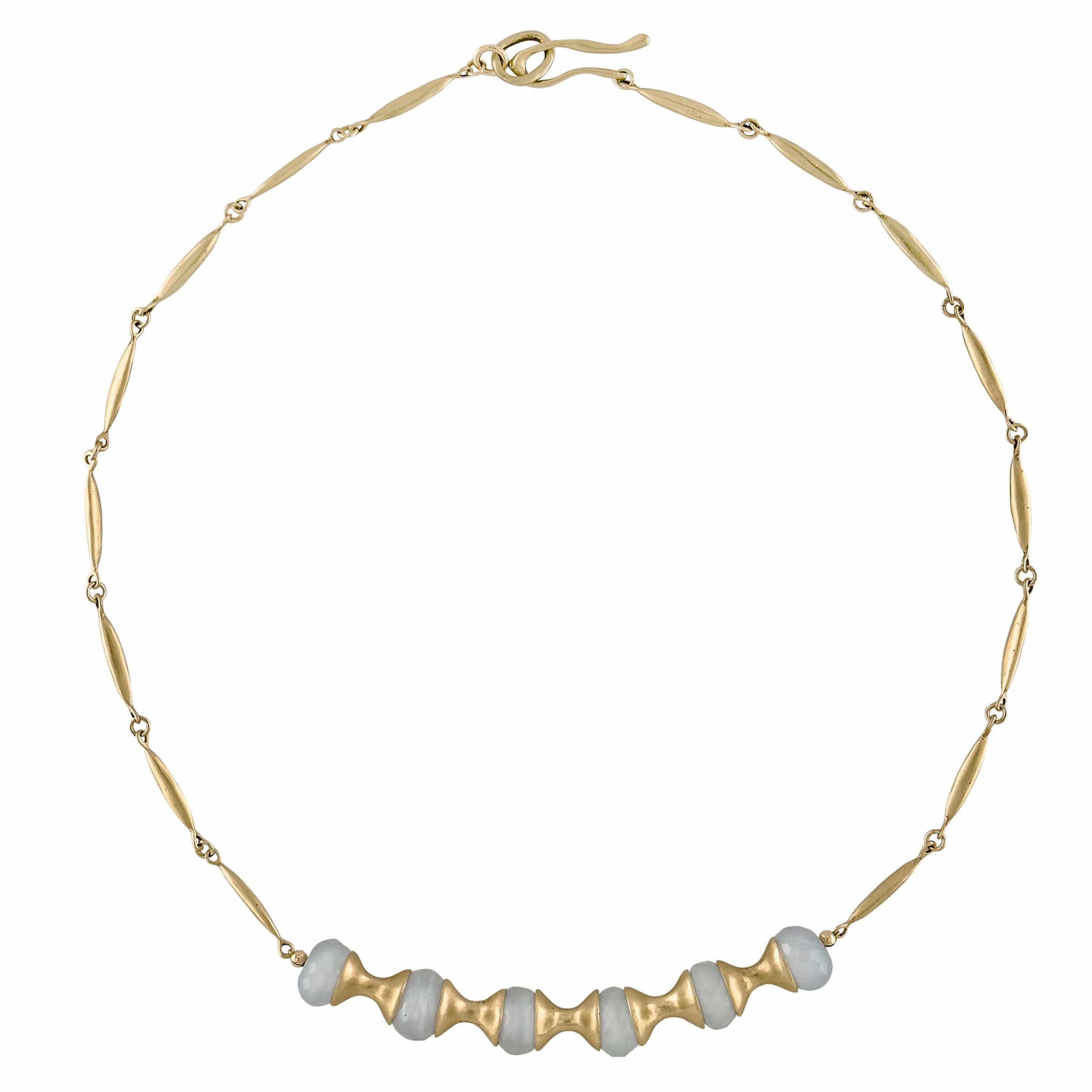 NECKLACE ASAWA BRONZE CHALCEDCONY NECKLACE ASAWA BRONZE CHALCEDCONY NECKLACE JCN726 Julie Cohn Design Artisan Bronze Jewelry Handmade