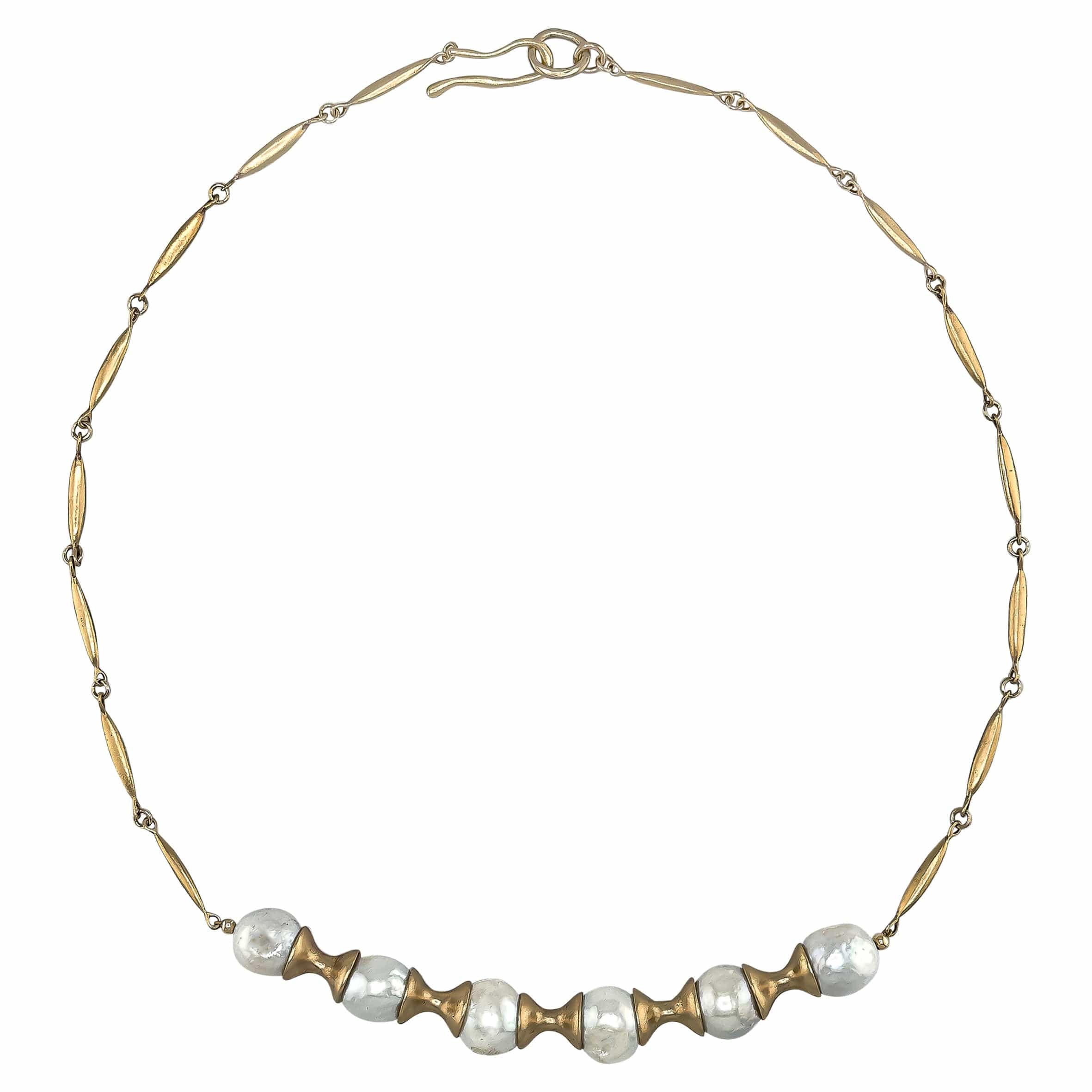 ASAWA BRONZE PEARL NECKLACE ASAWA BRONZE PEARL NECKLACE JCN728 Julie Cohn Design Artisan Bronze Jewelry Handmade