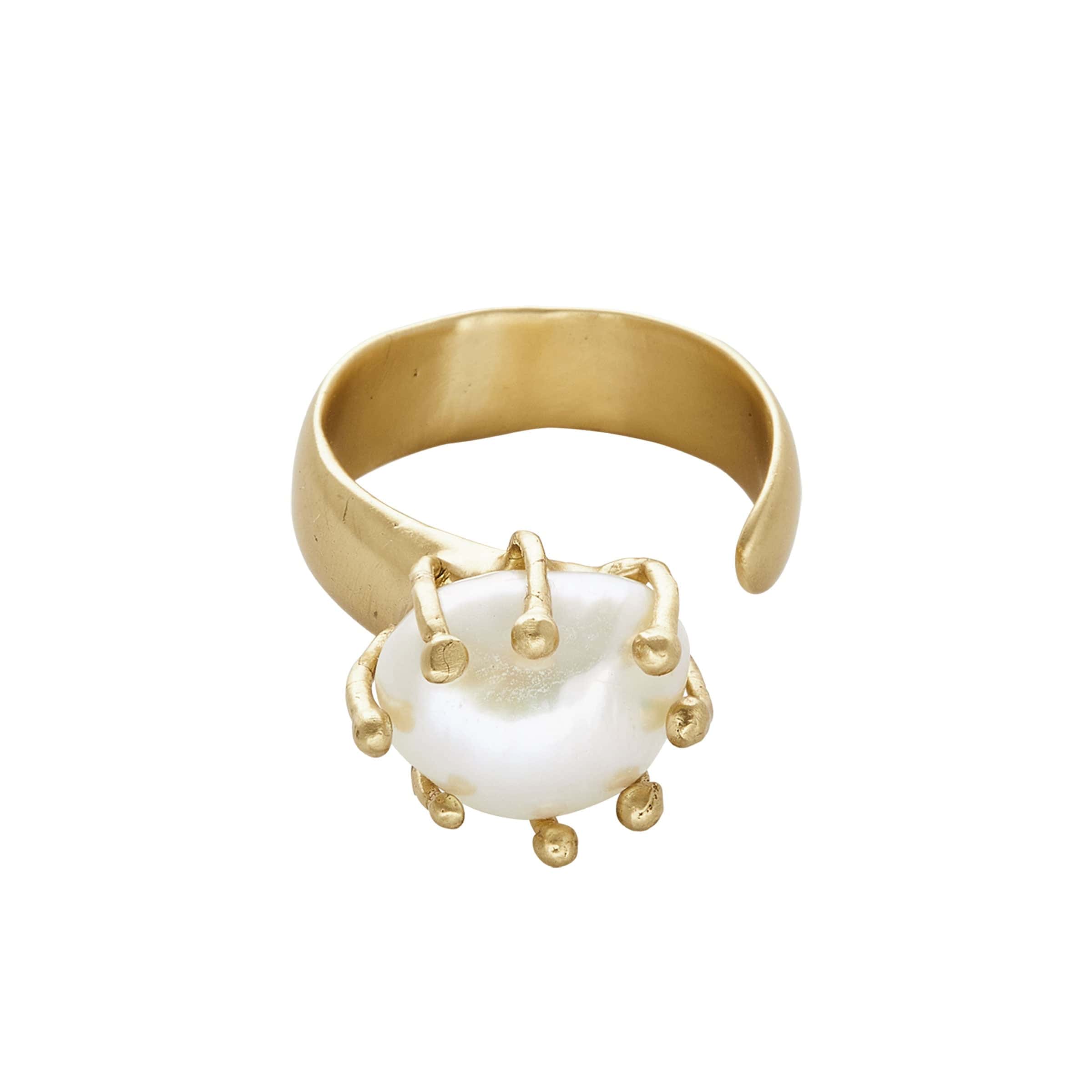 Ring SOLITAIRE PEARL BRONZE ADJUSTABLE RING JCR180 Julie Cohn Design Artisan Bronze Jewelry Handmade