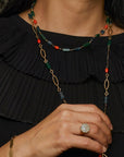 NECKLACE FLORENCE KYANITE AND CORAL BRONZE NECKLACE JCN585 Julie Cohn Design Artisan Bronze Jewelry Handmade