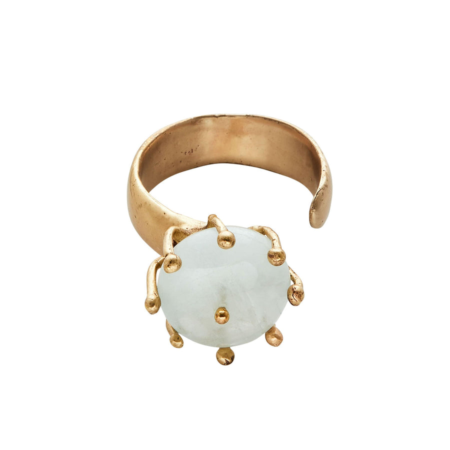 Ring SOLITAIRE AQUAMARINE BRONZE ADJUSTABLE RING JCR187 Julie Cohn Design Artisan Bronze Jewelry Handmade