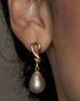 Earring KNOT BRONZE PINK PEARL EARRING JCE472 Julie Cohn Design Artisan Bronze Jewelry Handmade