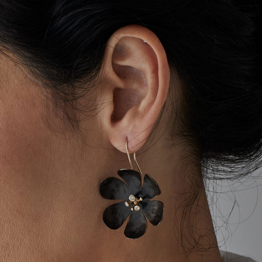 Earring HELLEBORE BLACK BRONZE EARRING JCE487 Julie Cohn Design Artisan Bronze Jewelry Handmade