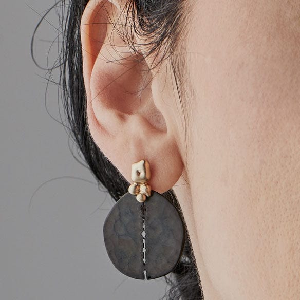 Earring BLACK ORBIT BRONZE EARRING JCE489 Julie Cohn Design Artisan Bronze Jewelry Handmade