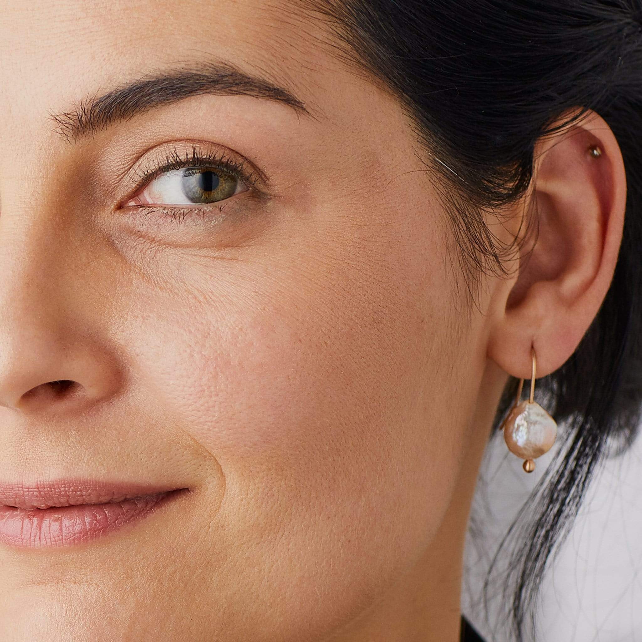 jewelry MILA MIDNIGHT PEARL EARRING JCE313 Julie Cohn Design Artisan Bronze Jewelry Handmade