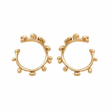 Julie Cohn Design Jewlery ORE SPIRAL BRONZE FRONT FACING HOOPS JCE360  Artisan Bronze Jewelry Handmade in the USA