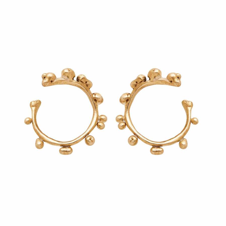 Julie Cohn Design Jewlery ORE SPIRAL BRONZE FRONT FACING HOOPS JCE360  Artisan Bronze Jewelry Handmade in the USA