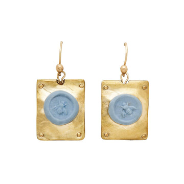 Julie Cohn Design Jewelry BEE CLAY CAMEO CHARM BRONZE DROP EARRINGS JCE364  Artisan Bronze Jewelry Handmade in the USA
