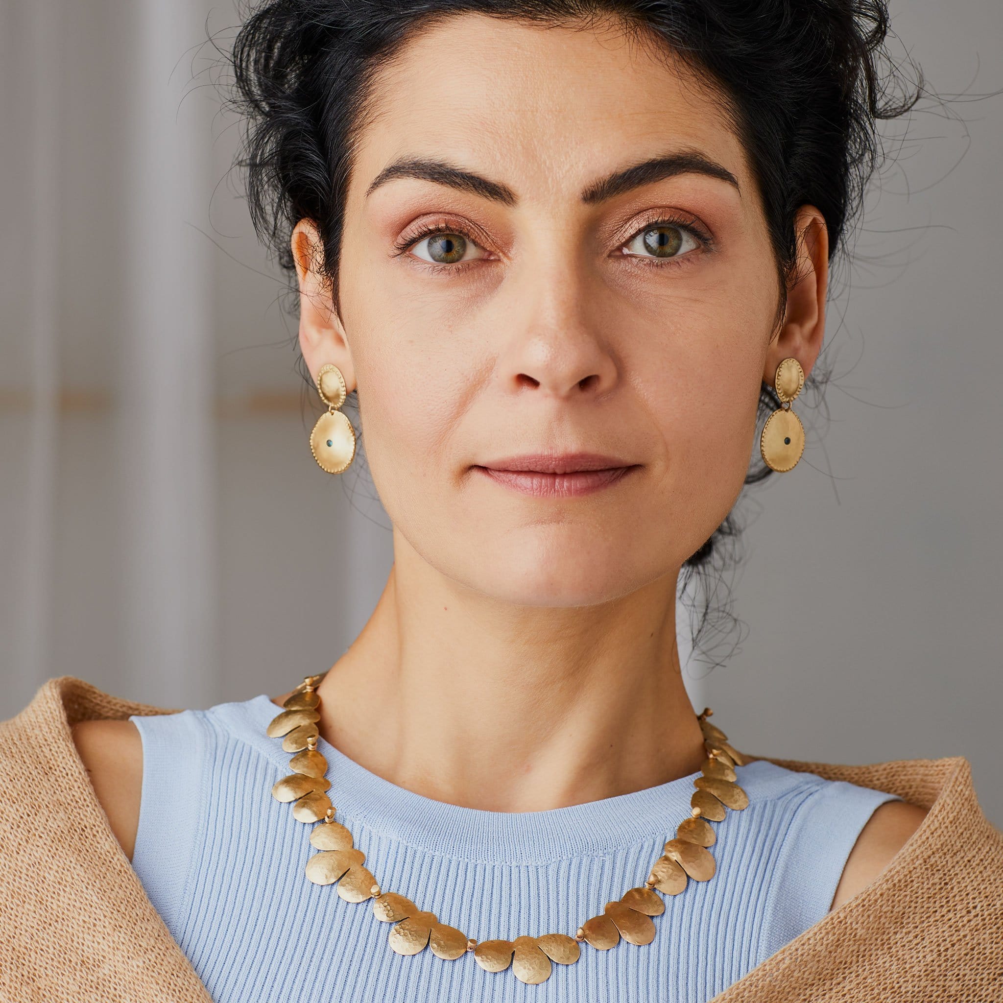 MESOPOTAMIA BRONZE EARRING JCE388 Julie Cohn Design Artisan Bronze Jewelry Handmade