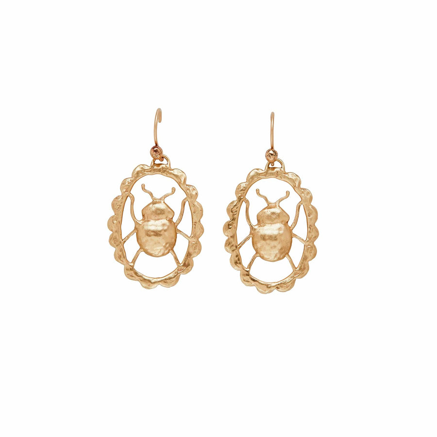 Jewelry BEETLE BRONZE CAMEO EARRING JCE412 Julie Cohn Design Artisan Bronze Jewelry Handmade