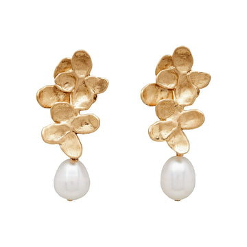 Hydrangea Pearl Earring Julie Cohn Design Artisan Bronze Jewelry Handmade