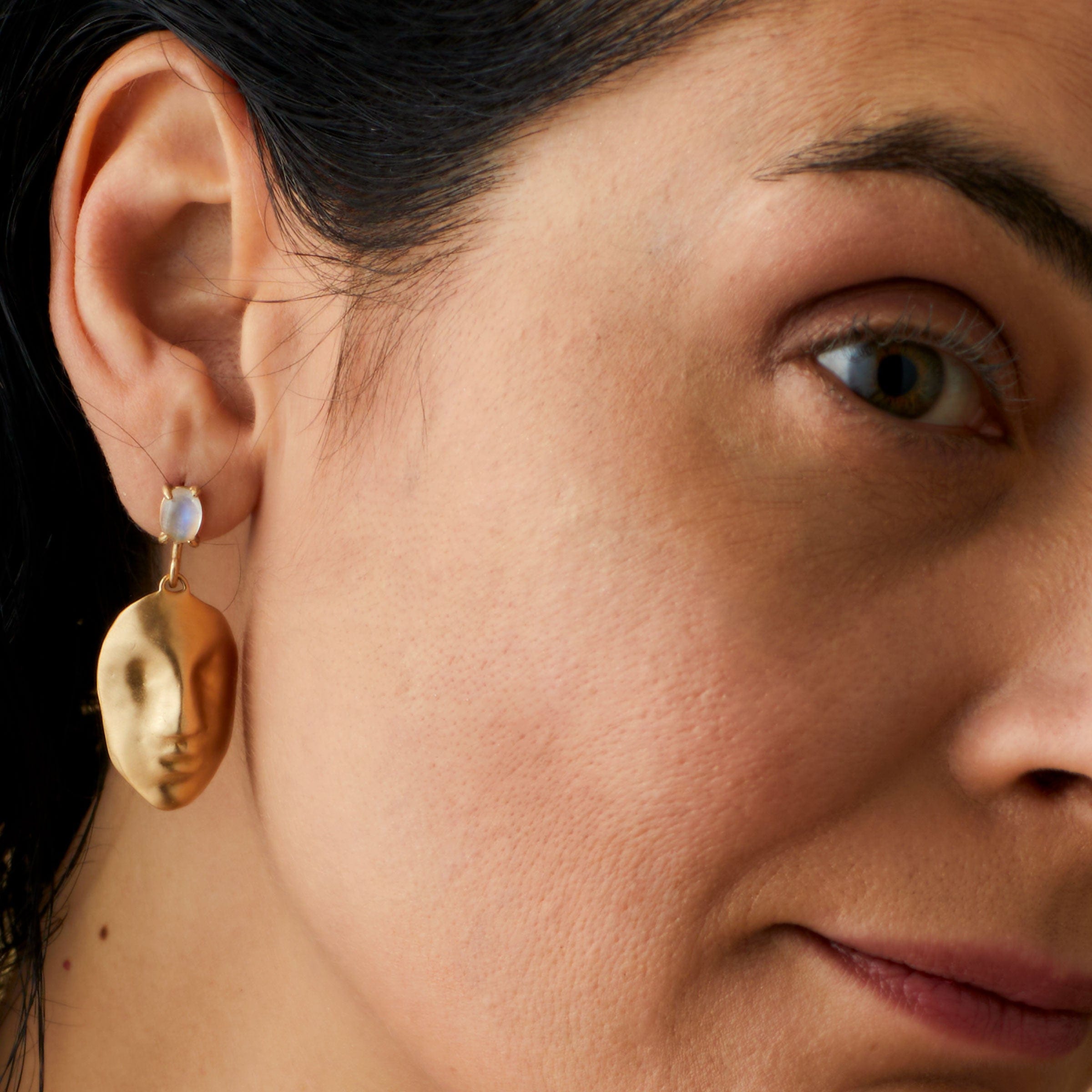 Mask Earrings Julie Cohn Design Artisan Bronze Jewelry Handmade
