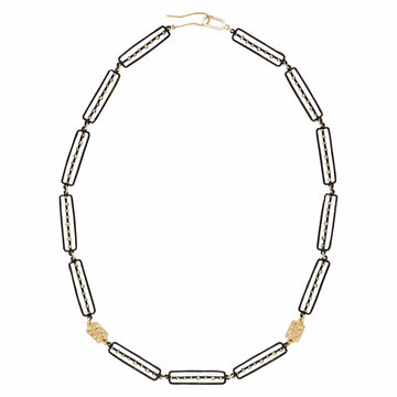 Dotted Line Link Necklace Julie Cohn Design Artisan Bronze Jewelry Handmade